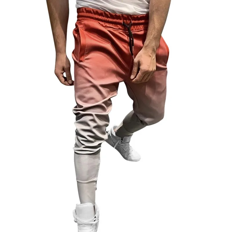 

PUIMENTIUA Fashion Men Gradient Pants Hip Pop Sport Long Pants Gym Slim Fit Drawstring Pencil Pants Men's Lace-up Long Trousers