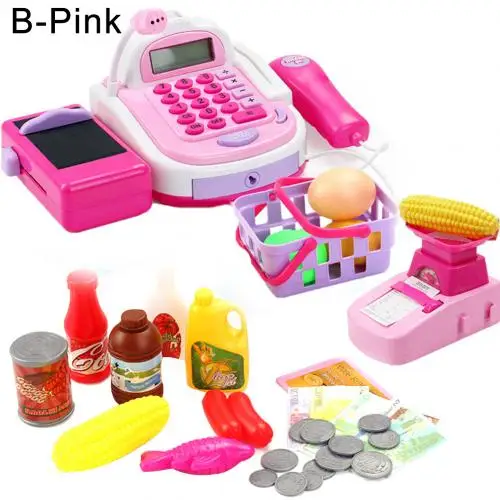 B Pink Мини имитация супермаркета кассовый счетчик ролевой игры кассовый звуковой светильник кассовый аппарат Набор Дети Ролевые Игры развивающие игрушки - Цвет: B Pink