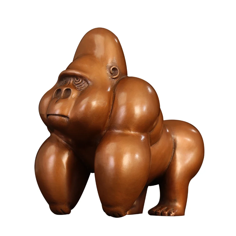Медная Статуэтка гориллы King Kong Статуэтка животные обезьяна Искусство Скульптура Чистая медь искусство и ремесло украшение дома аксессуары R2515