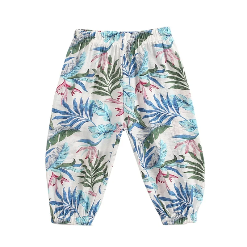 Новые осенние штаны для маленьких мальчиков и девочек, штаны с цветочным принтом, детские свободные штаны, штаны