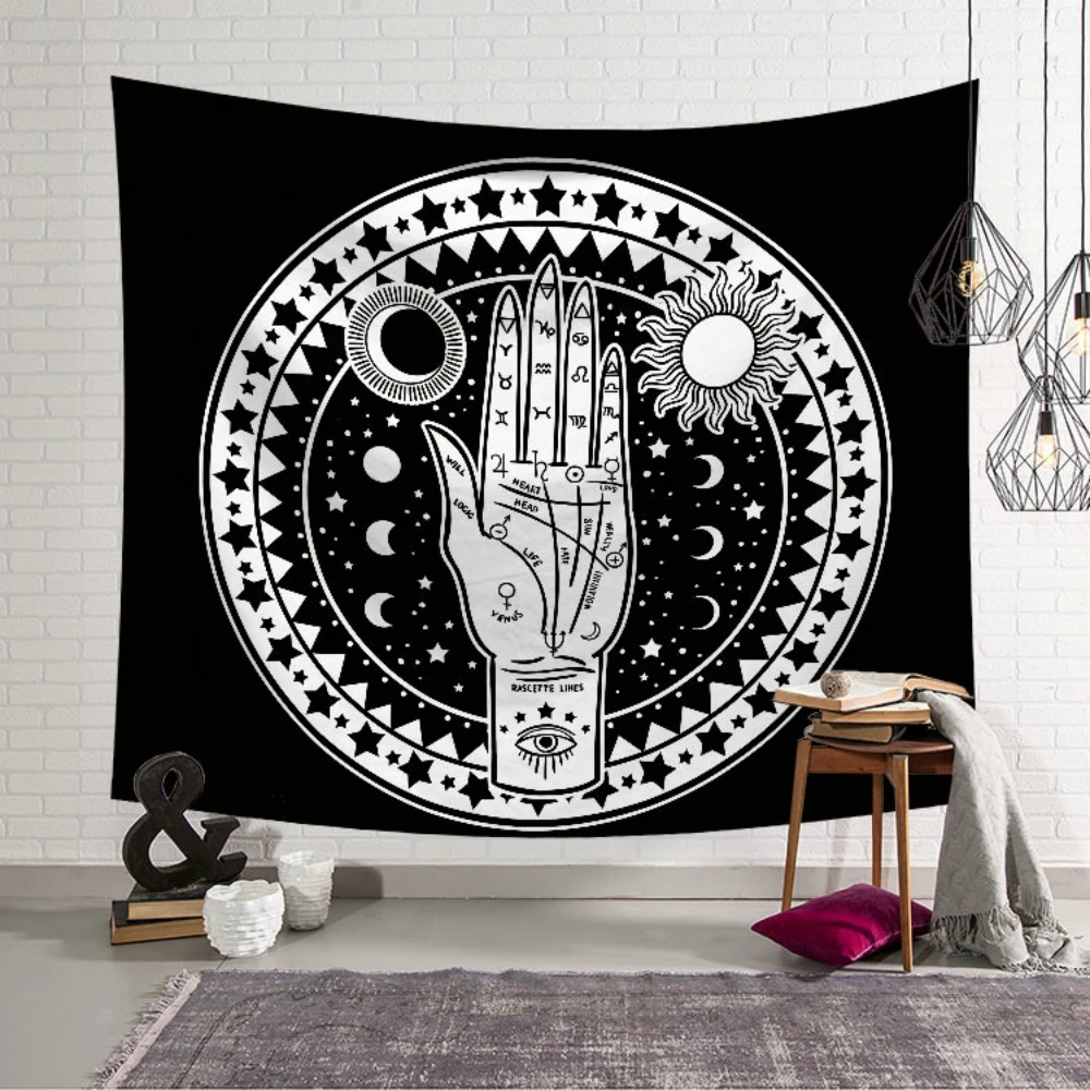Гобелен с картами Таро, настенный психоделический тапиз, колдовство, настенный гобелен из ткани, астрологическое гадание, покрывало, пляжный коврик