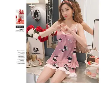 

Summer Pyjama Set with Chest Cushion Tropical-style Pineapple Lace Sweet Home Wear Pajamas Pajamas for Women