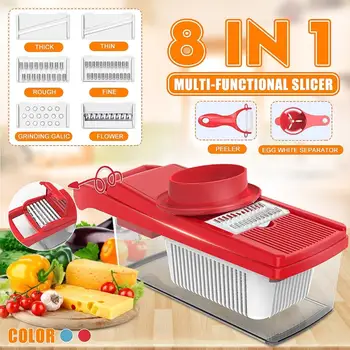 

8 in 1 Mandoline Vegetable Cutter Shredder Cutter Chopper Nicer Grater Blade Manual Potato Peeler Carrot Grater Dicer