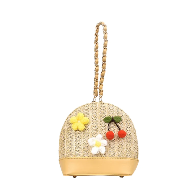 Shell Type Woven Shoulder Bag Handbag Three-Dimensional Flower Cherry Lady Messenger Bag