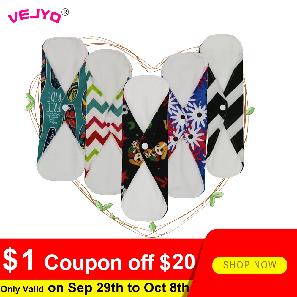 

VEJYO S M L Bamboo Cotton Mama Reusable Menstrual Cloth Sanitary Pads Napkin Waterproof Panty Liners Women Feminine Hygiene