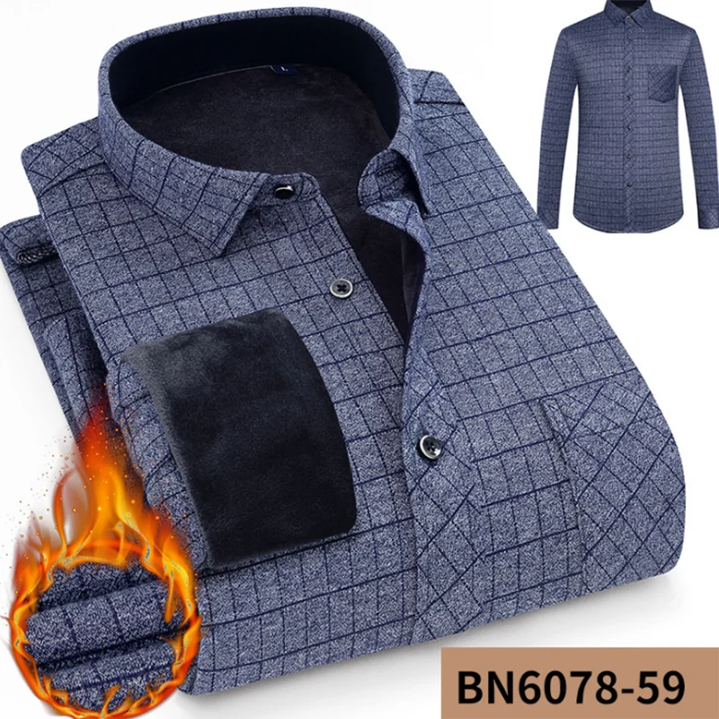 Мужские зимние теплые модные повседневные рубашки с принтом Camisa, дышащие удобные однобортные рубашки с добавлением шерсти - Цвет: dark gray