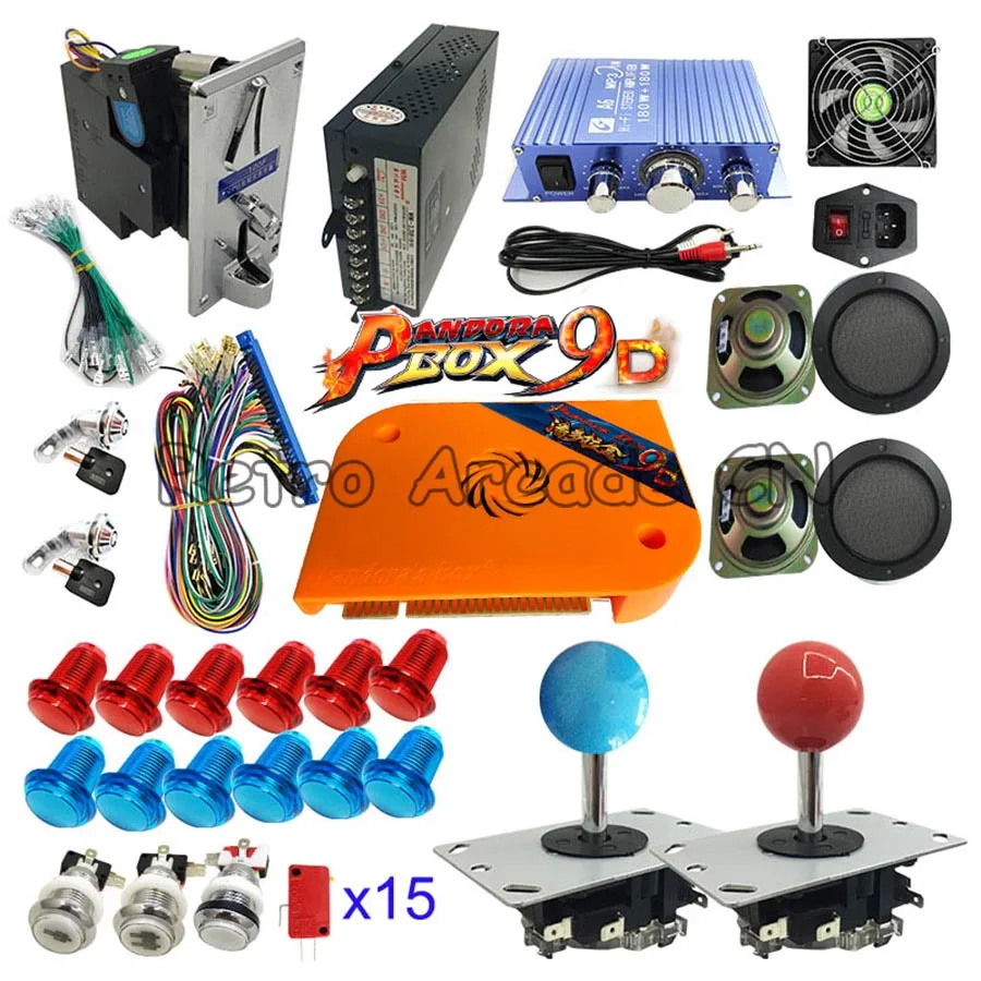 Pandora box 9D 2226 в 1 Аркада светодиодная Кнопка diy Набор для монет Видео игровой шкаф поддержка 3P 4P игры usb-геймпад 3D игры