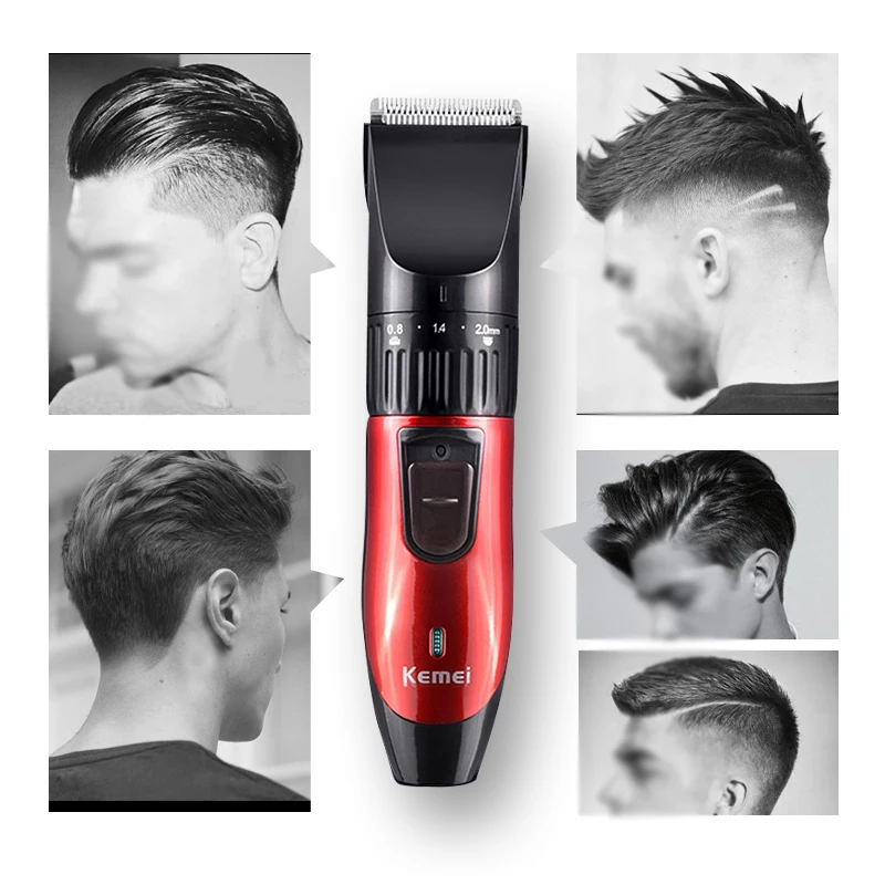 Kemei Электрический триммер для стрижки волос Бритва перезаряжаемая машинка для стрижки волос 3 шестерни Регулируемый для мужчин триммер для бороды