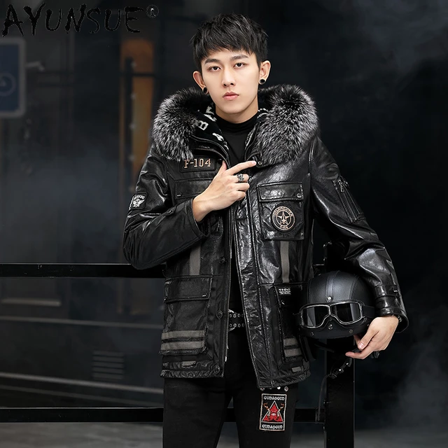 Chaleco de motociclista de cuero auténtico para hombre, chaqueta sin mangas  con cremallera Punk, color negro, con cordones - AliExpress