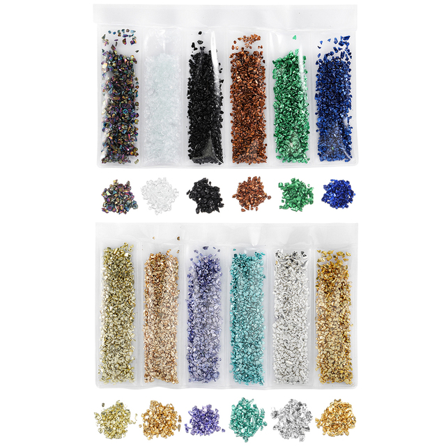 Color Broken Glass Stones Crystal UV Epoxy Resin Filler for DIY Crafts Nail Art Decorations Jewelry Making Mold Fillings