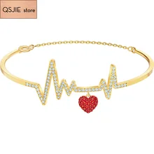 Высокое качество SWA лучший материал серии, ювелирные изделия Красное сердце женский браслет