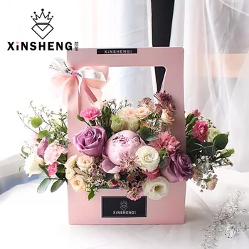 

Thicken Kraftpaper Portable Basket for Flower Arranging Flower Box Paper Box Material Paper Waterproof Flower Packaging