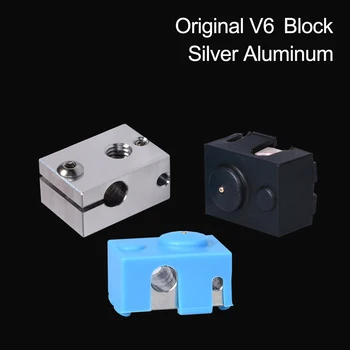 

3D Printer Parts V6 Heater Block Silver Aluminum Block For E3D V6 Hotend Extruder+ V6 Silicone Sock Heated Block To PT100 Titan