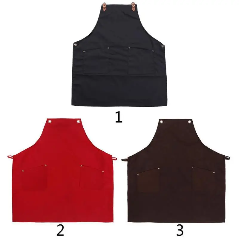 Men Women Stripes Long Waist Aprons Pocket Chef Waiter Bar Kitchen Apron