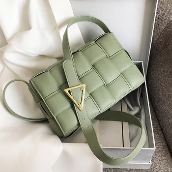 

Solid color Weave Square Crossbody bag 2020 New High quality PU Leather Women's Designer Handbag Travel Shoulder Messenger Bag