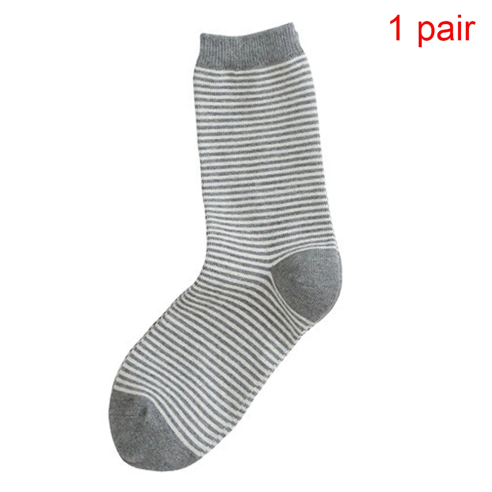 1Pair Travel Casual Home Striped Women Socks Cotton Blend Elastic Autumn Spring Students Daily Soft Crew Type