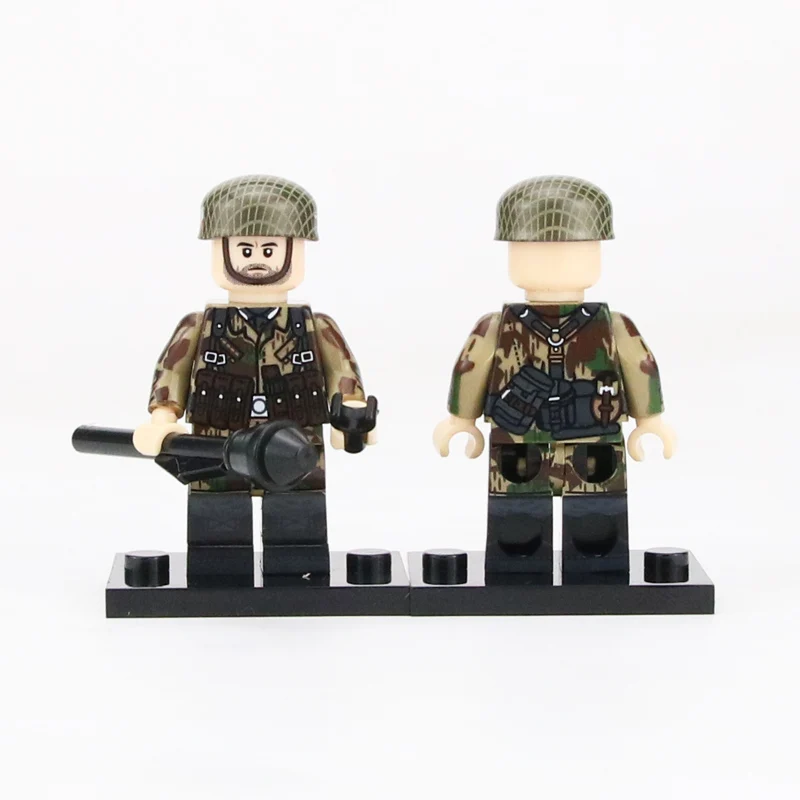 WW2 военная армия солдат фигурки строительные блоки солдат армии М1 Зонт Шлем с сеткой оружие аксессуары Кирпичи игрушки для детей