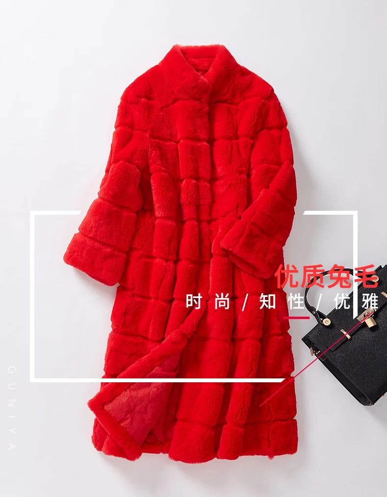 Новое поступление модный настоящий мех кролика длинное пальто с роскошным пальто горячая Распродажа скидка