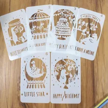 A6 Scene-Theme Painted Templates DIY Drawing Board Drawing Ruler Template 6-Selected