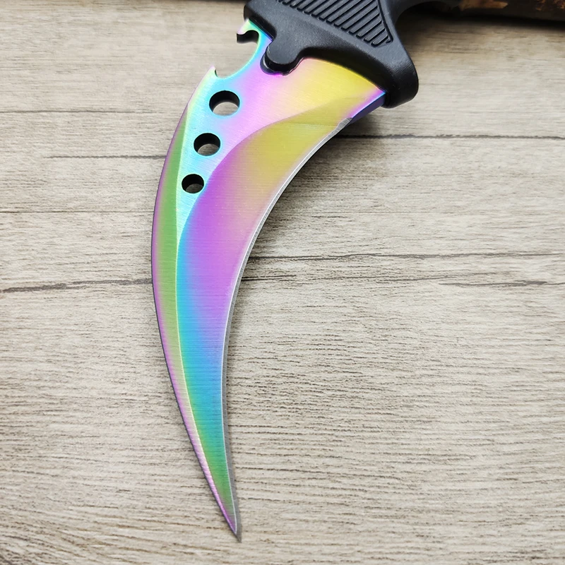 Утолщенный нож Karambit из нержавеющей стали CS GO, интегрированный нож с ручкой для шеи, настоящий Походный нож, наружный нож для повседневного использования, ручные инструменты