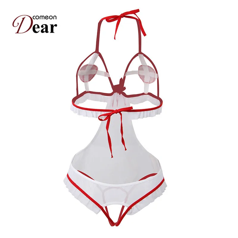 Comeondear, M 5XL, сексуальное женское белье, боди, костюмы для медсестры, косплей, размера плюс, женские эротические боди для секса, ролевые игры, RB80674