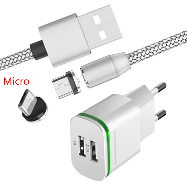 EU charger and cable Для samsung galaxy S7 A7 A6 J6 J4 Xiaomi 7A Redmi 5 4X Note 6 Pro htc One E9 M7 Магнитный Micro USB кабель для телефона настенное зарядное устройство - Тип штекера: EU charger and cable