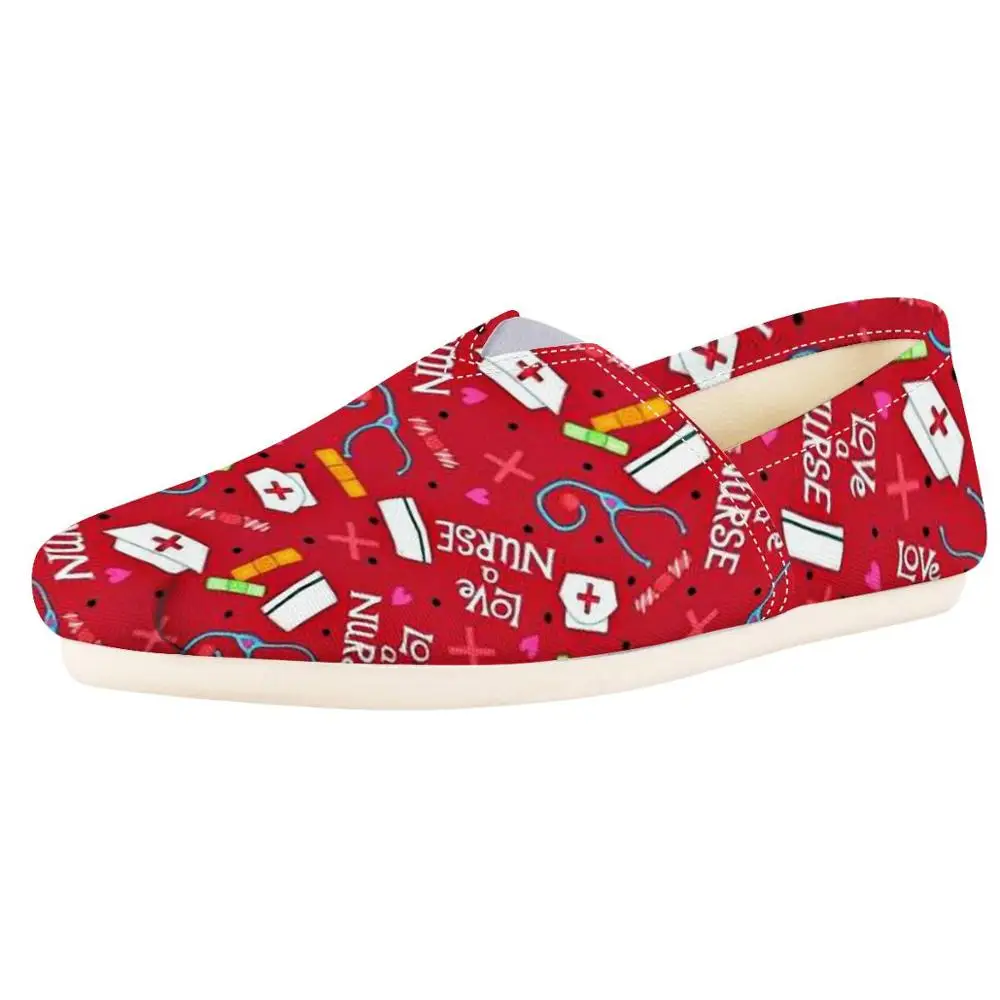 

HYCOOL Cute Cartoon Medical Equipment Pattern Women Slacker Shoes Flat Student Girls Slip-on Canvas Loafers Light Footwear