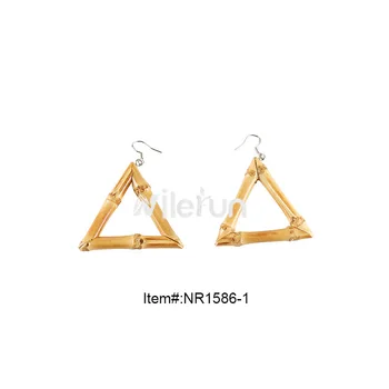 

European and American fashion jewelry triangle bamboo earrings natural wind ZhuBian earrings
