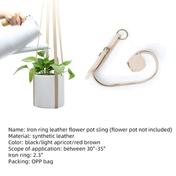 

Creative Indoor Hanging Iron Ring Plant Flower Pot Leather Sling Lanyard Wall Artist Home Garden Balcony Beautifully Decoration