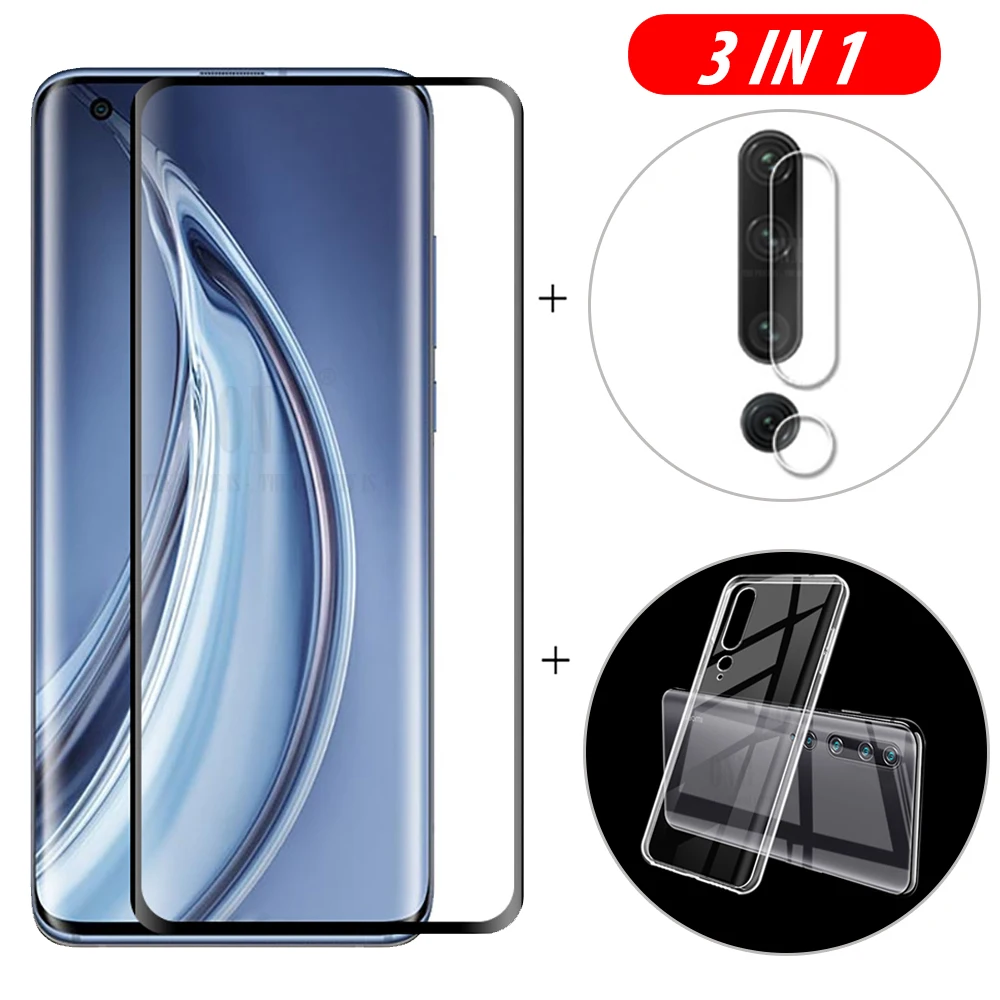 3D стекло mi 10 3-в-1 + чехол для xiaomi Pro 5G защита экрана закаленное note камеры |