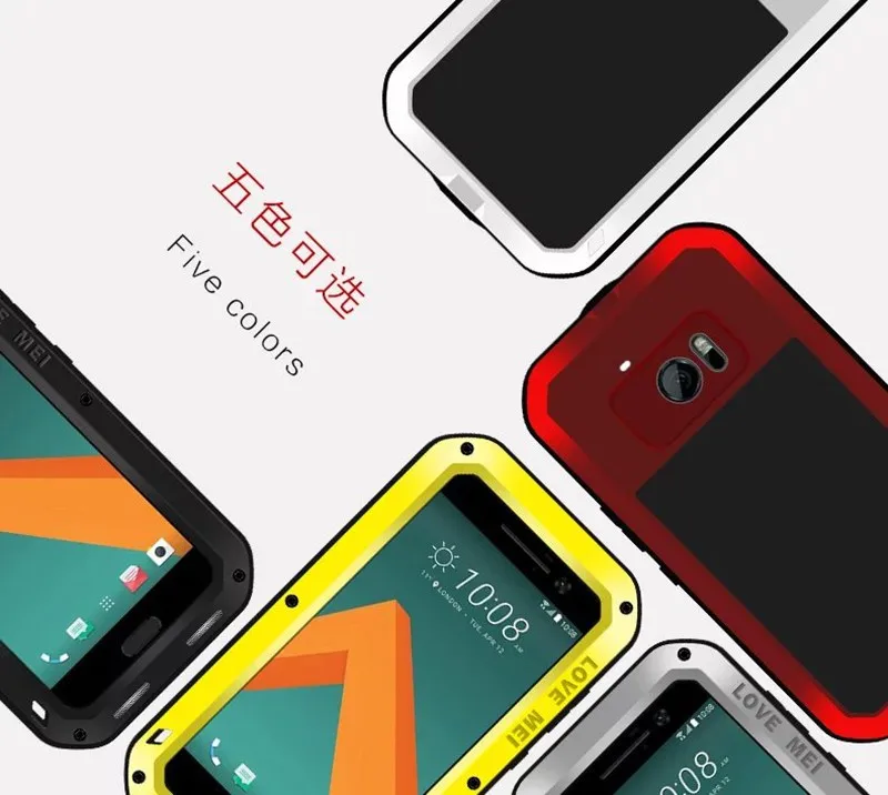 Love Mei для htc 10 водонепроницаемый ударопрочный Металлический Алюминиевый Чехол Gorilla glass для htc M10 три защитный чехол s