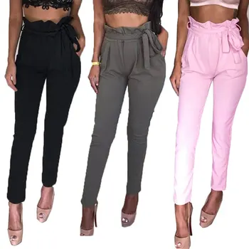 

autumn women casual pants loose female trouser with belt fashion long pants drawstring lady clothes 6 color wholesale