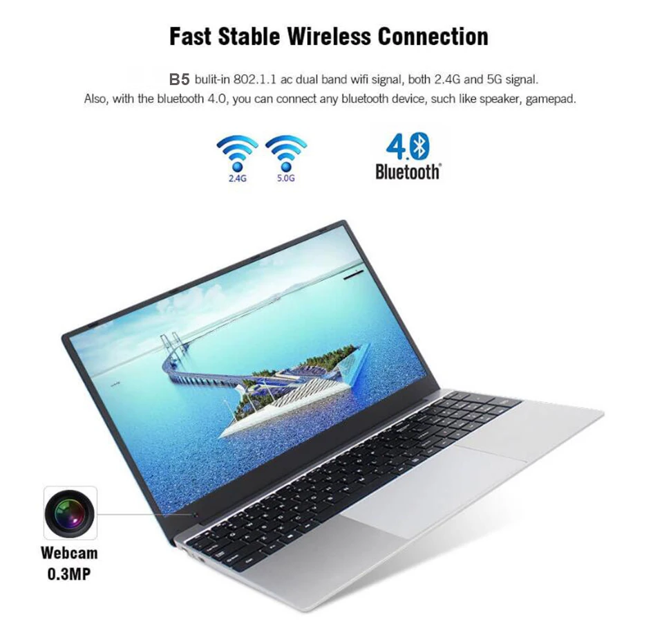 15,6 дюймовый ноутбук Intel i7 8 ГБ ОЗУ 1 ТБ 512G 256G 128G 64G SSD 1080P Windows 10 клавиатура с подсветкой Двухдиапазонная WiFi Игровые ноутбуки