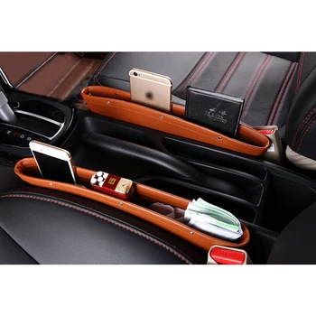 

New Car Seat Crevice Storage Box ABS Leather Pocket Catcher Organizer Phone Bottle Cups Holder Multifunctional Car Accessories