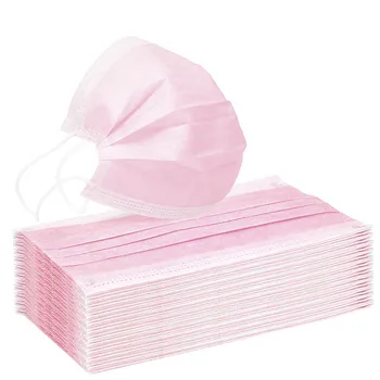 

200PCS Pink Disposable Non-woven Fabric Face Mask Dustproof Anti-fog Mask Face Mouth Masks 3 Layers Cover Protection