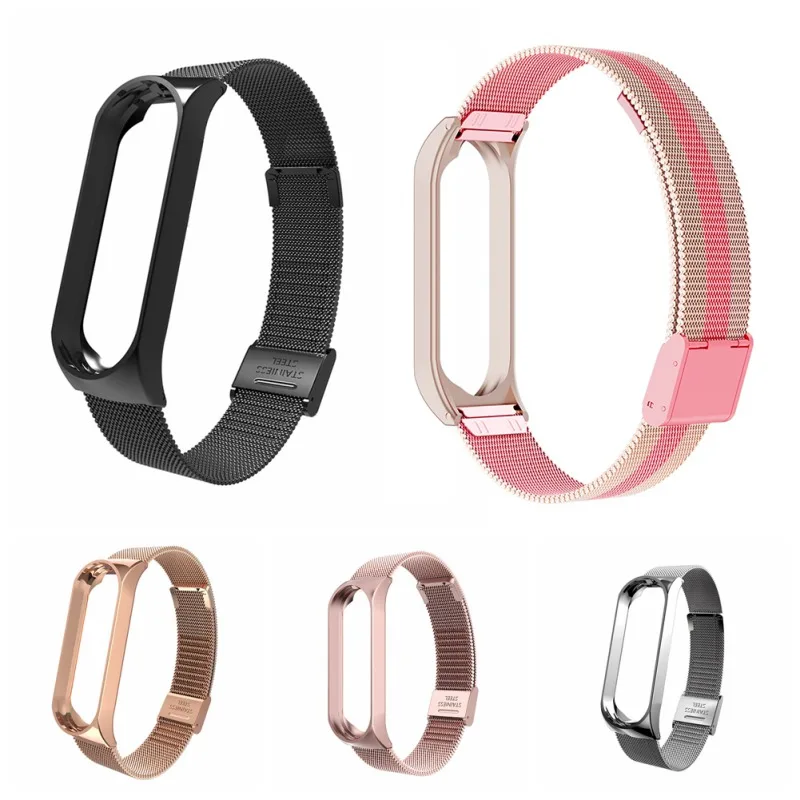 Rovtop умный браслет на запястье ремешок для Xiaomi mi 3 4 Band металлический из