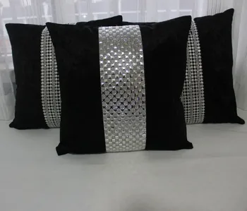 

Luxury Mermaid Sequin Black Velvet Geometric Cushion Cover Pillow Cover Pillowcase Home Decorative Sofa Chair Seat Throw Pillows