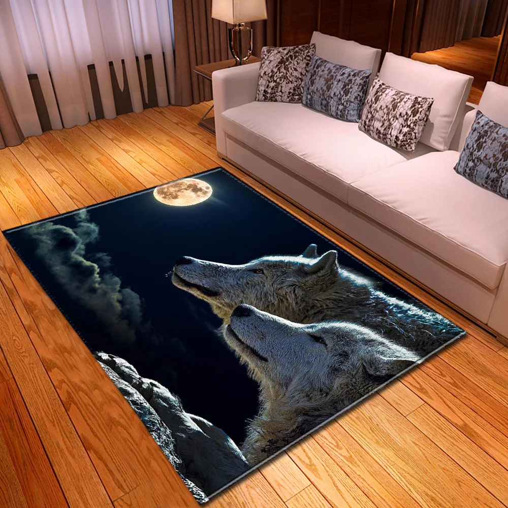 3D Printed Wolf Carpets Modern Outdoor Floor Rugs Home Decor for Living Room Bedding Room Hallway Large Rectangle Area Yoga Mats