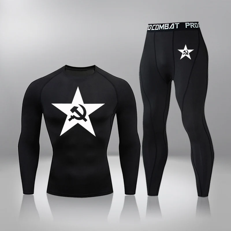 2-piece Set Men Sport Thermal Underwear Sports Compression Underwear Gym Training Tights Quick-Drying Wicking Clothing Sport Set long johns clothes Long Johns