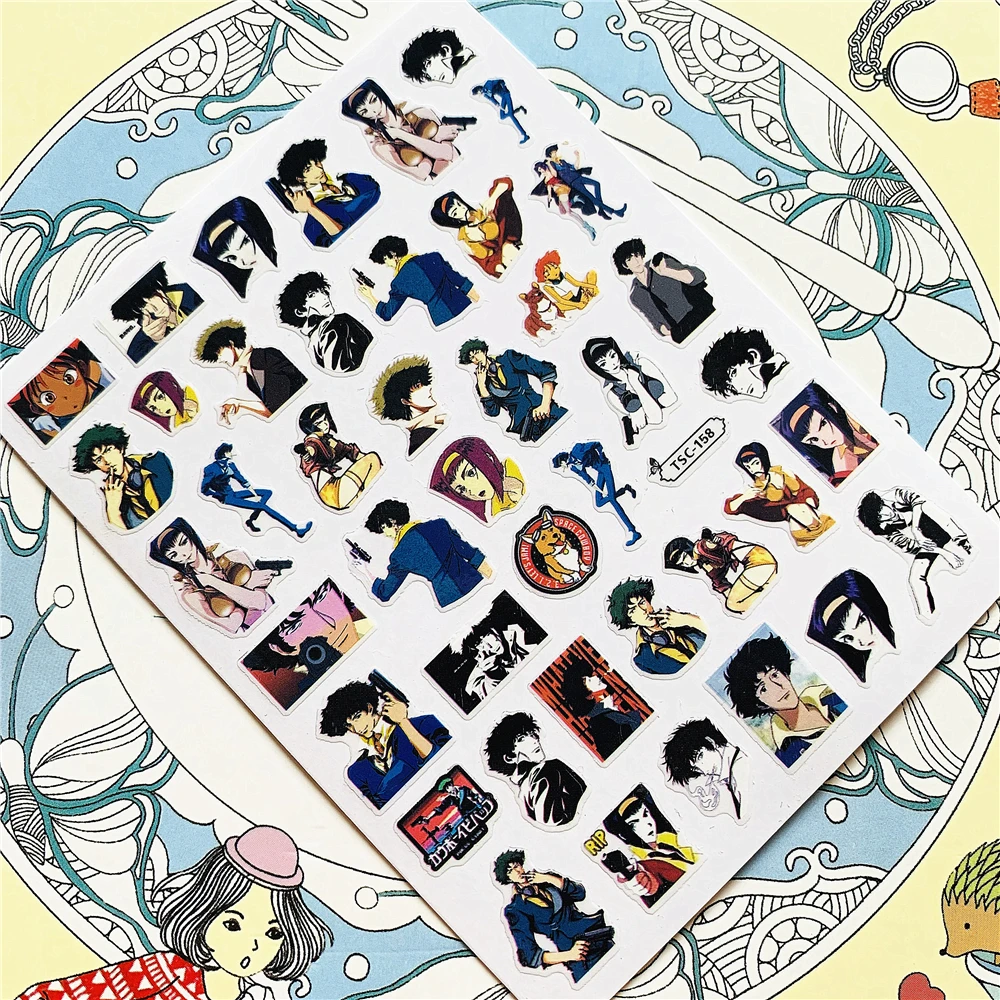 

TSC-158 Japanese cartoon,Man and woman with guns DIY 3D Back glue Nail Art Stickers Decals Sliders Nail ornament decoration