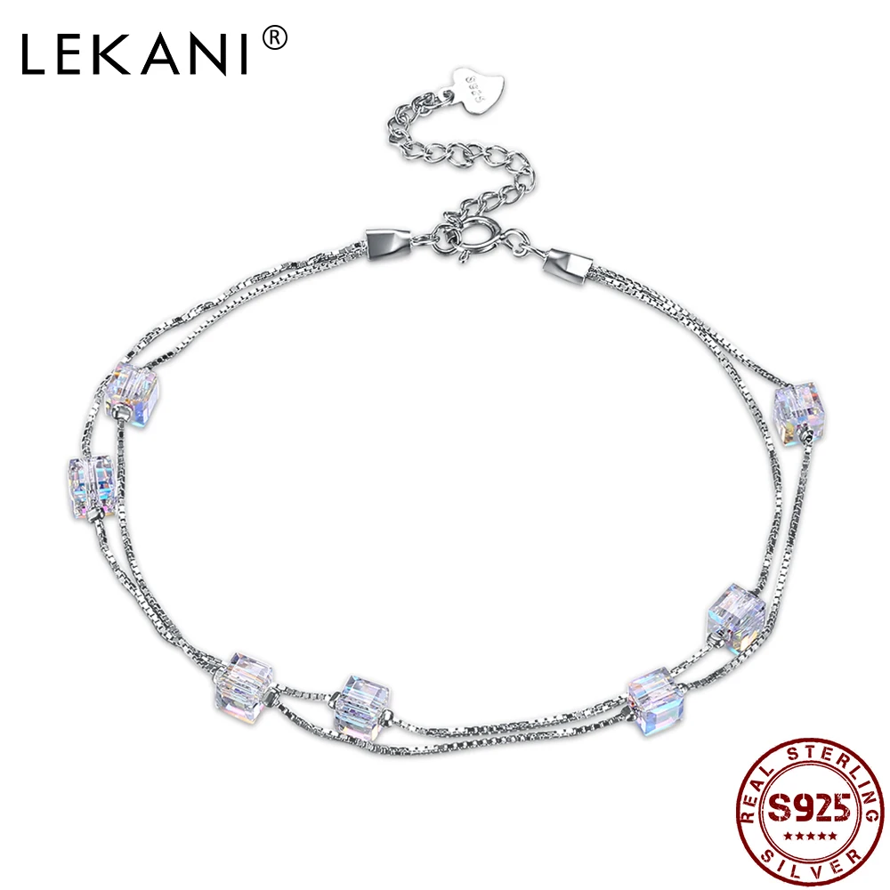 Браслет женский из серебра 925 пробы с кристаллами Swarovski|Браслеты шармами| |