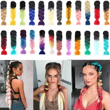 LiangMo волосы коса синтетические волосы для наращивания огромные накладные косички Омбре косички волосы розовый серый синий цвет