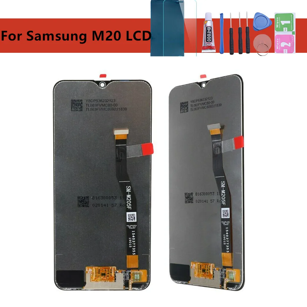 100% Оригинальный ЖК дисплей для Samsung Galaxy M20 M205 M205F SM M205F/DS с сенсорным экраном