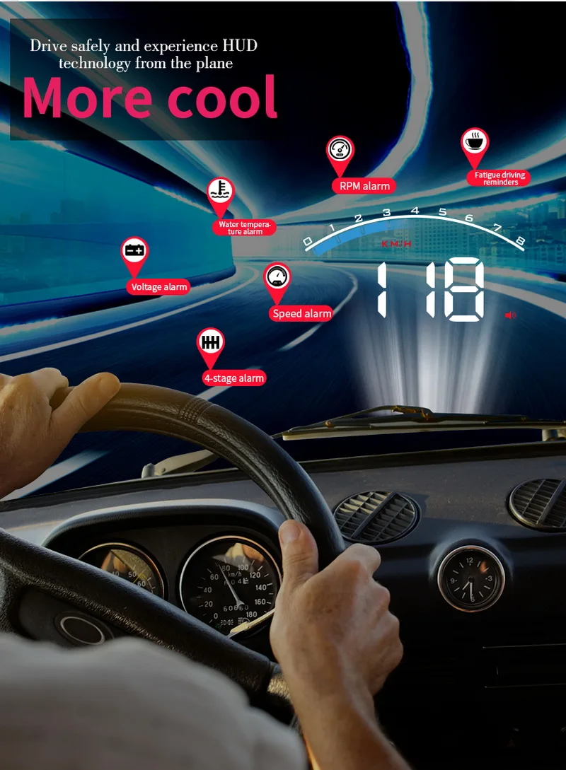 Автомобильный HUD более скоростной проектор сигнализация Система устранения кода неисправности диагностический инструмент лобовое стекло-Стайлинг Hud светодиодный цветной дисплей