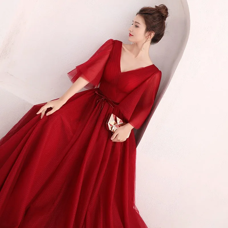 Повязку лук бордовый vestidos de fiesta de noche вечерние платья длинное платье E33