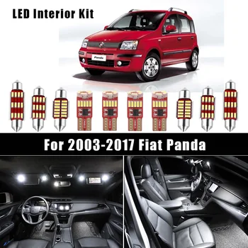 

White Canbus Car Accessories LED Interior Bulbs Reading Dome Map Light Kit For Fiat Panda 2 3 II III 169 312 319 (2003-2017)