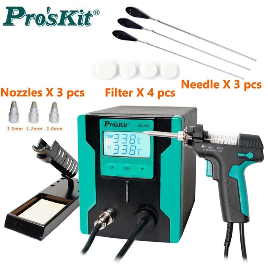 

Pro'sKit SS-331H ESD LCD Display Electric Desoldering Gun Vacuum Suction Solder Sucker Pump 220V BGA PCB Circuit Board Repair