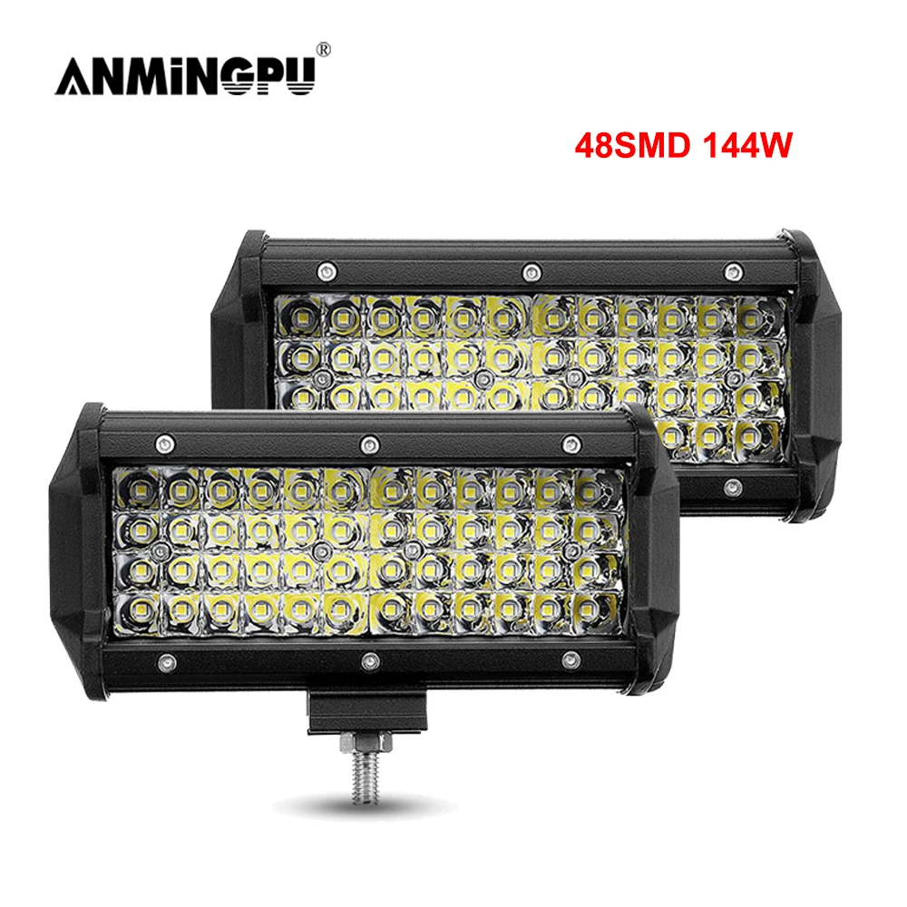 

ANMINGPU 4" 72W 144W Spot LED Light Bar Off Road 12V 24V LED Work Light Bar for Truck SUV 4WD 4x4 Boat ATV Tractor Car Headlight