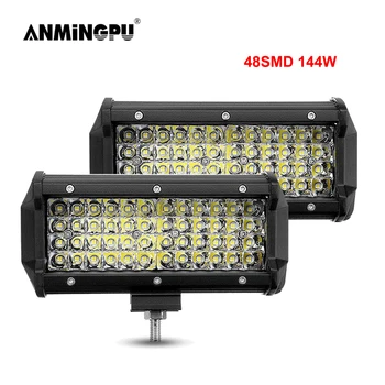 

ANMINGPU 4" 72W 144W Spot LED Light Bar Off Road 12V 24V LED Work Light Bar for Truck SUV 4WD 4x4 Boat ATV Tractor Car Headlight