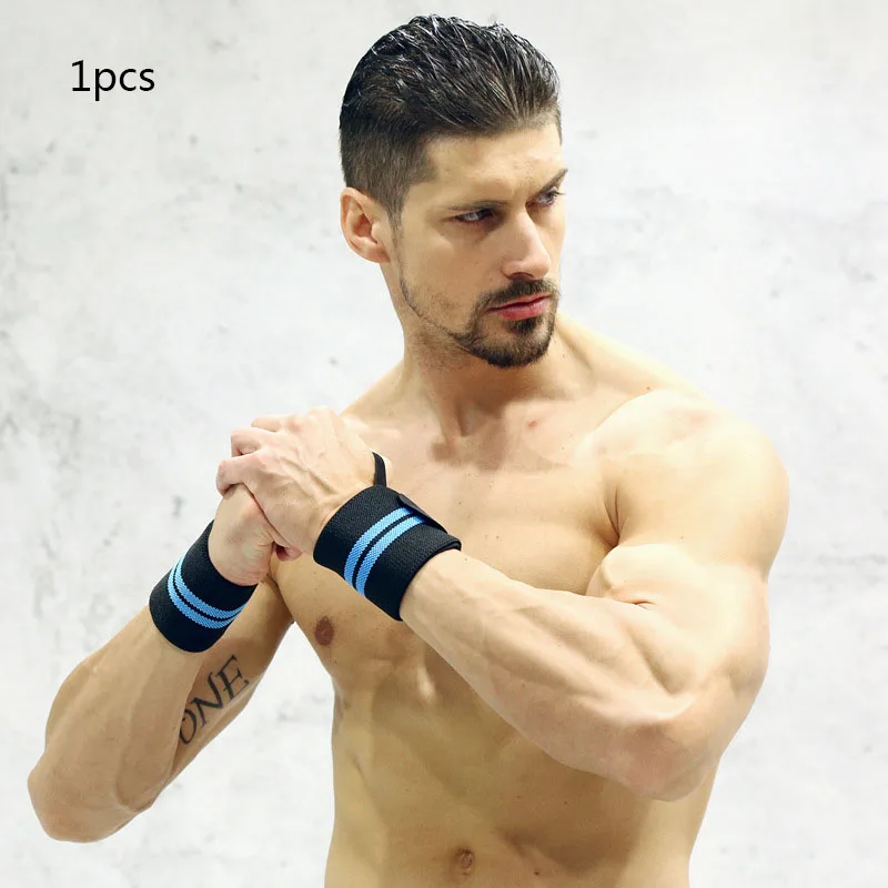Blue Wrist Support 1 шт. эластичные повязки на запястье для тяжелой атлетики, ремни, подтяжки на запястье, поддержка бадминтона, тренажерного зала, фитнеса, спортивных тренировок, защитные аксессуары - Цвет: Blue Wrist Support